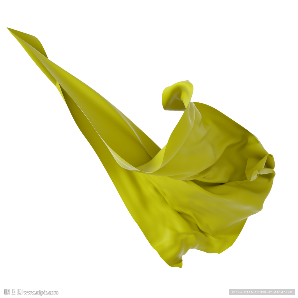 艺术抽象透明底漂浮布料黄色