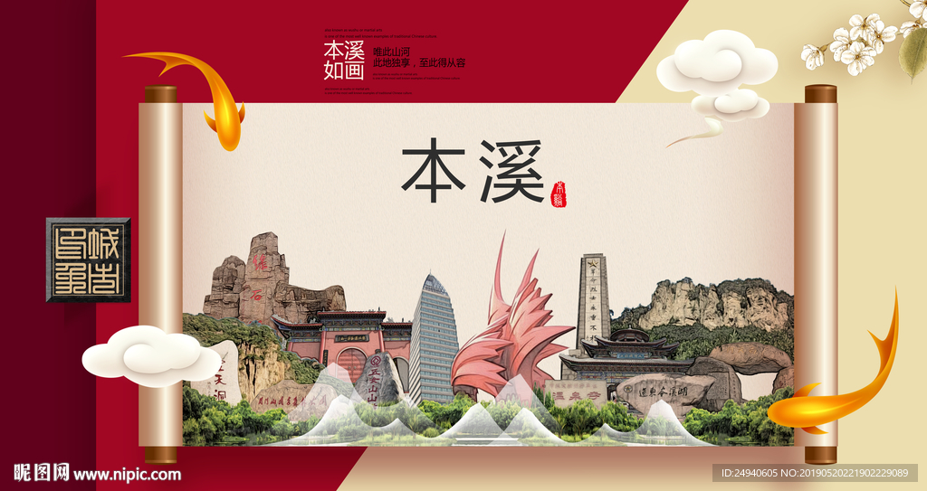 本溪文明卫生城市形象海报