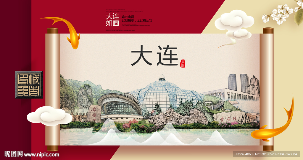 大连文明卫生城市形象海报