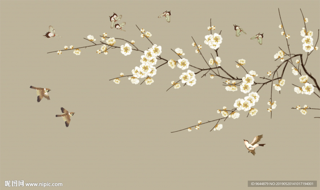 手绘花鸟