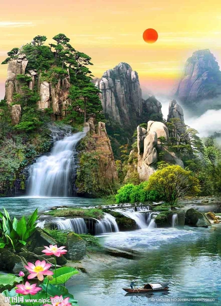 山水竖幅