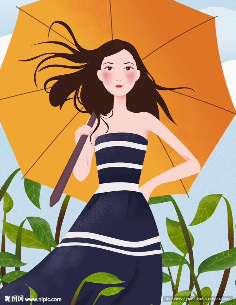 手绘 插画 壁画 装饰画 美女