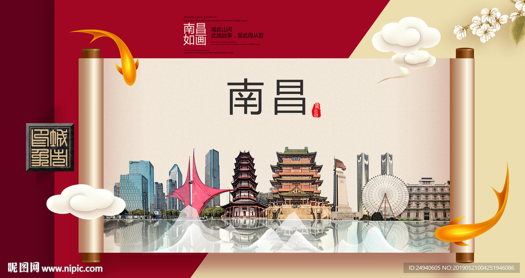 南昌文明卫生城市形象海报