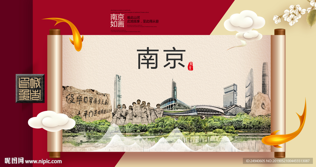 南京古城文明卫生城市形象海报