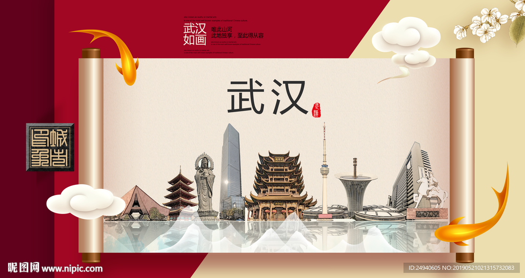 武汉文明卫生城市形象海报