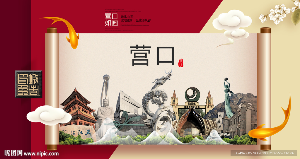 营口文明卫生城市形象海报