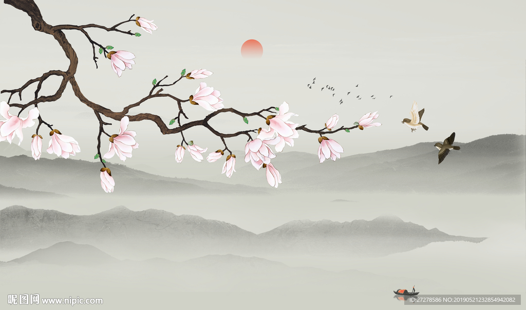 工笔花鸟画 山水花鸟