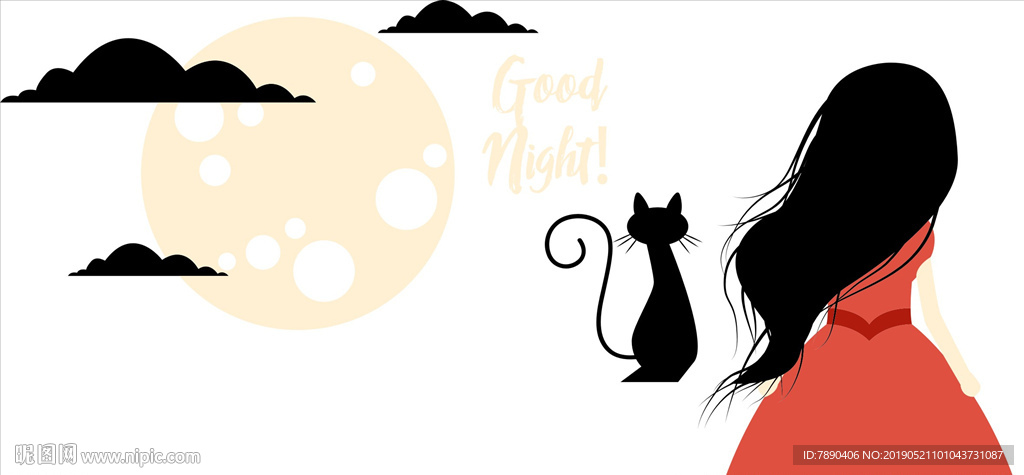 硅藻泥晚安小猫公主女孩