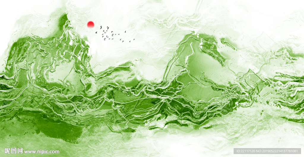 青山绿水山水画