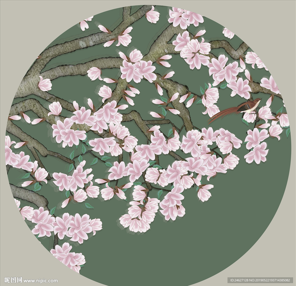 花鸟圆框