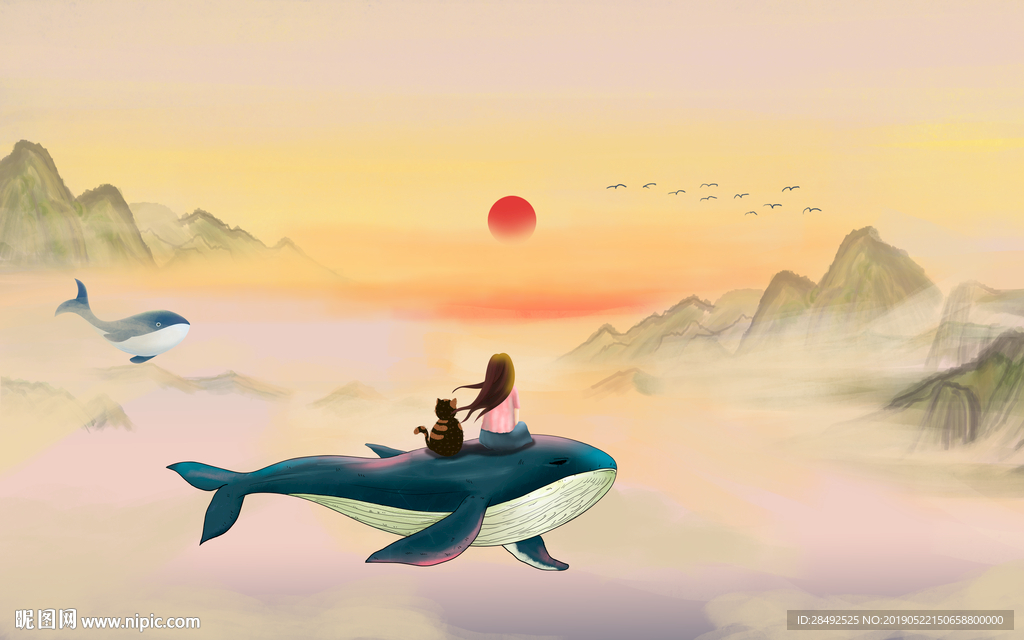 中式动漫背景墙