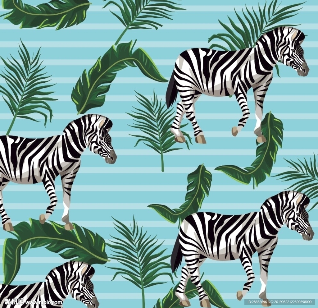 热带植物斑马印花