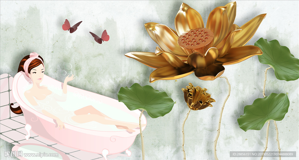 足浴美容养生spa背景墙