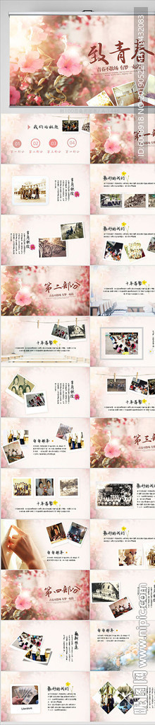 致青春毕业纪念册动态PPT模板