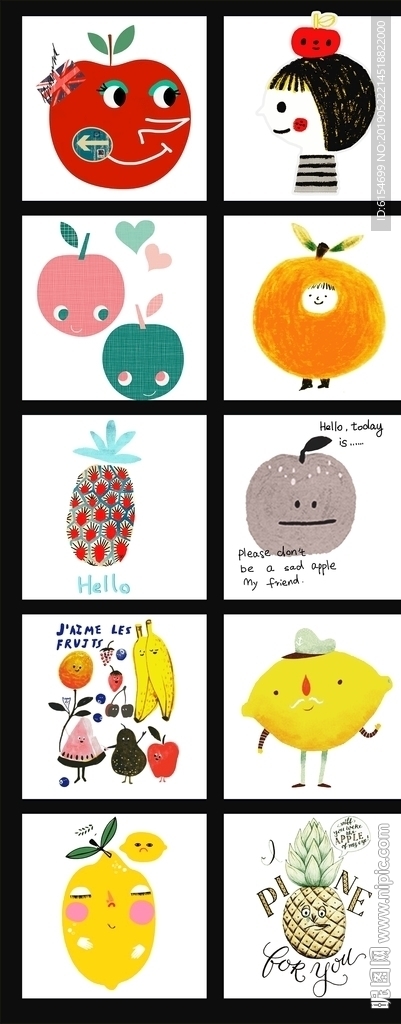 趣味儿童画手绘水果创意图案