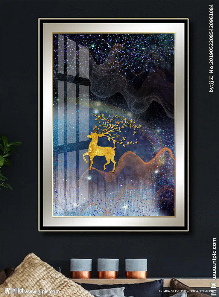 轻奢麋鹿装饰画