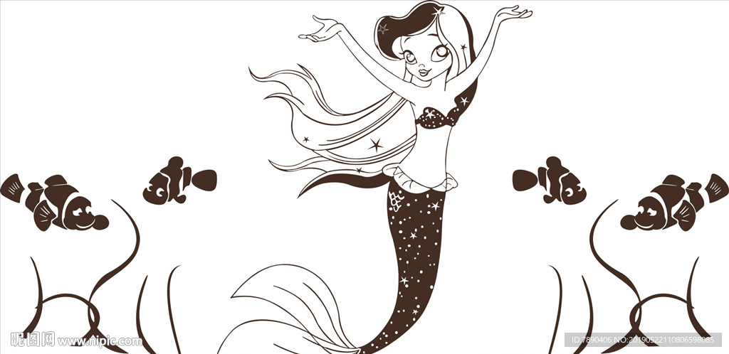 硅藻泥美人鱼金鱼海草