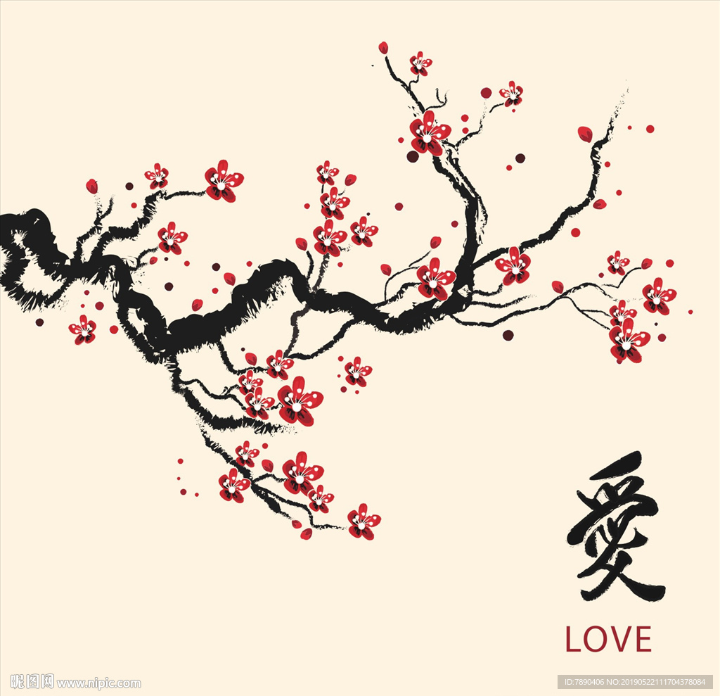 硅藻泥水墨梅花爱