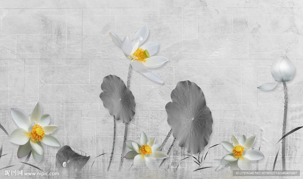 现代荷花背景墙
