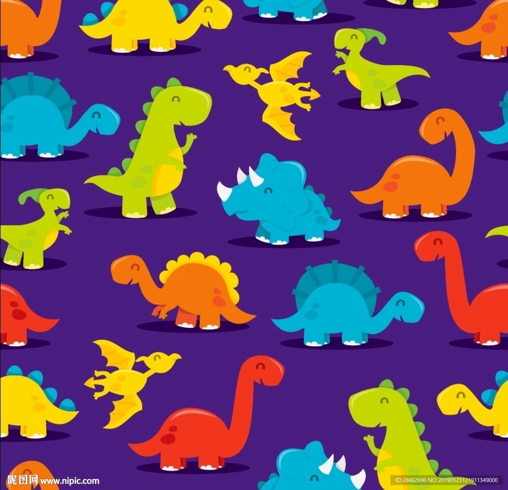 卡通儿童可爱恐龙印花