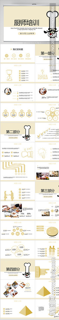 卡通简约厨师培训动态PPT模板