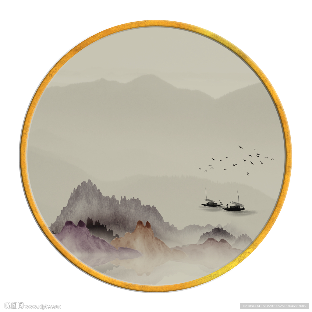 中国风   抽象山水画 大厅装