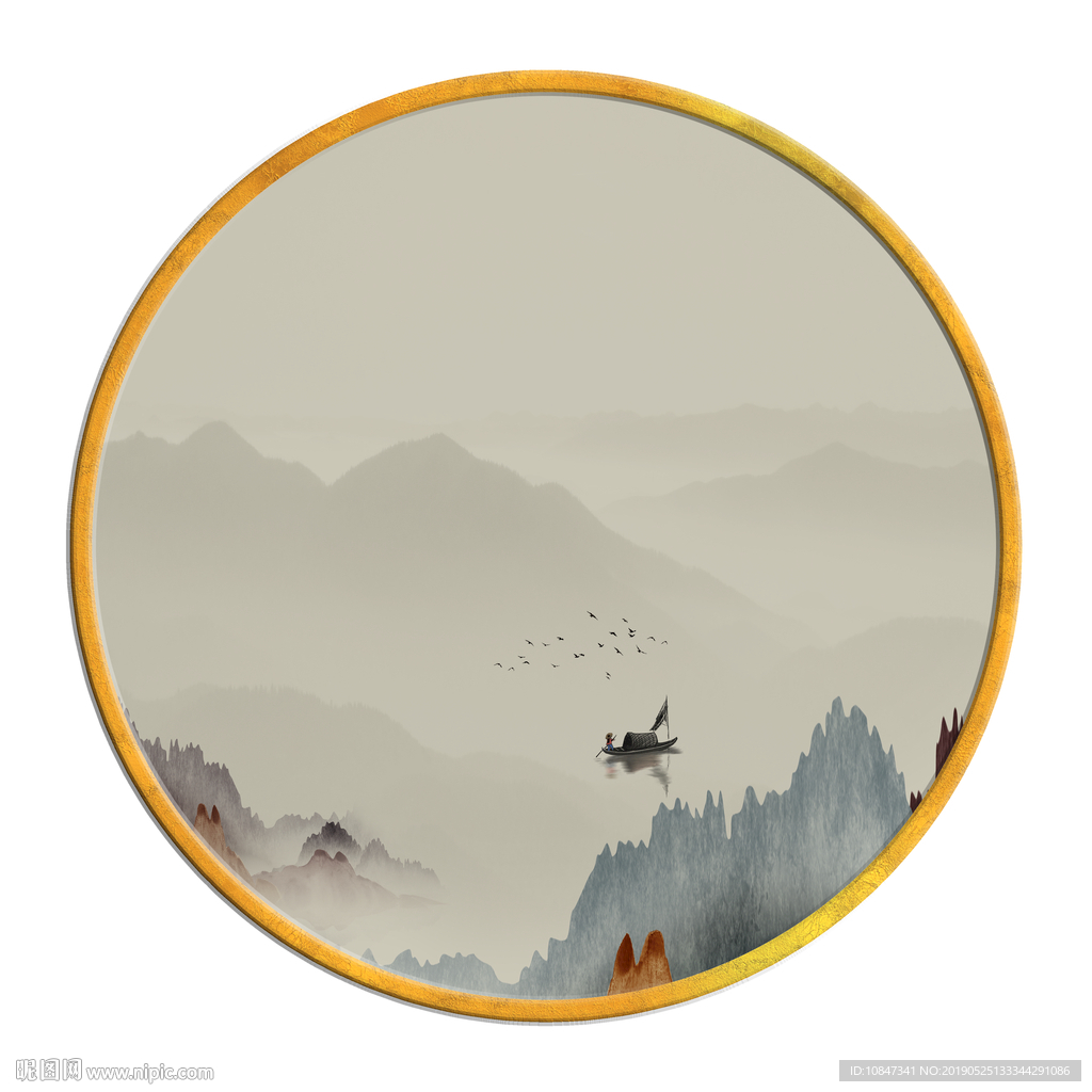 中国风   抽象山水画 大厅装