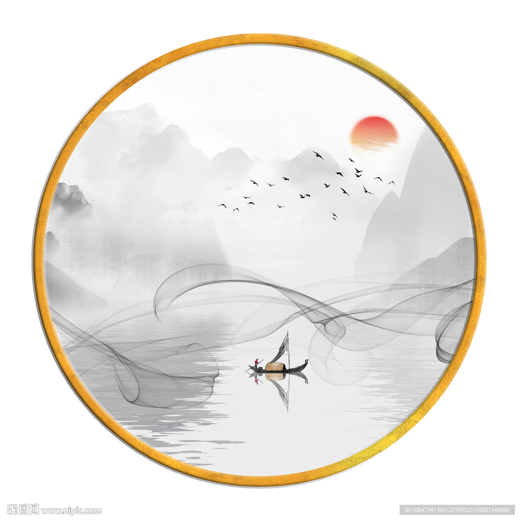 中国风   抽象山水画 大厅装