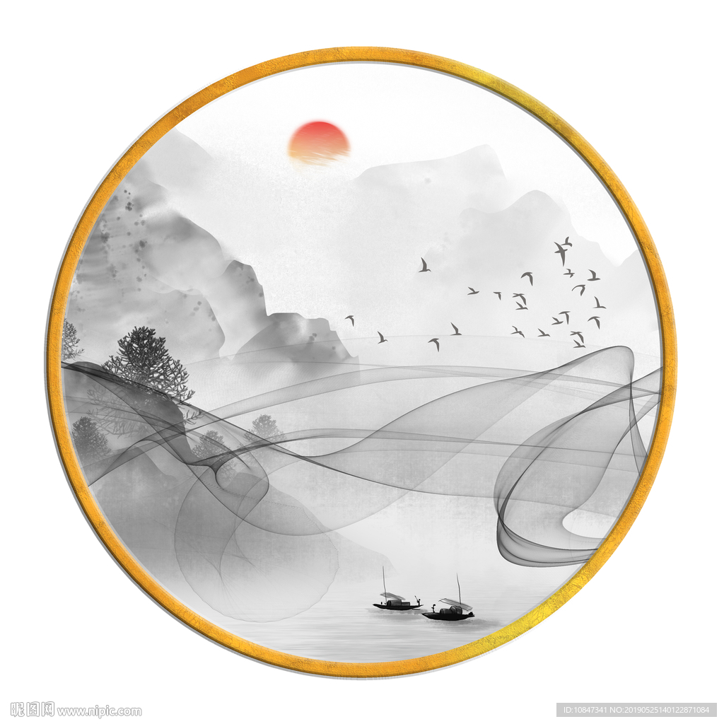 中国风   抽象山水画 大厅装