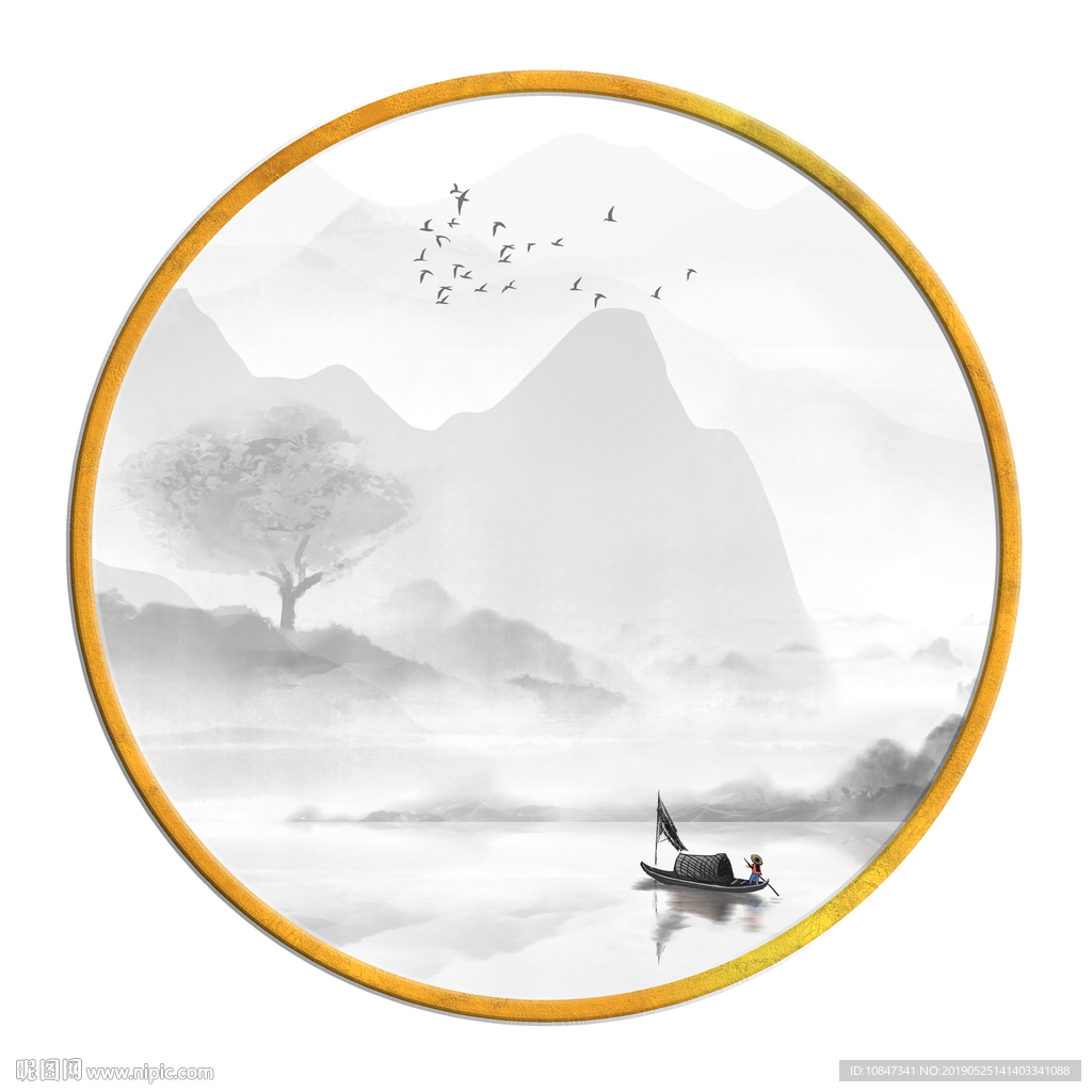 中国风   抽象山水画 大厅装