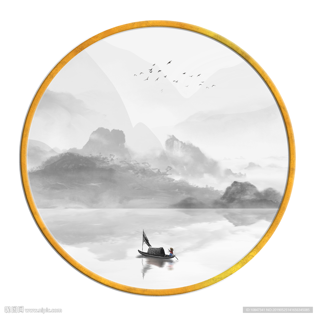 中国风   抽象山水画 大厅装