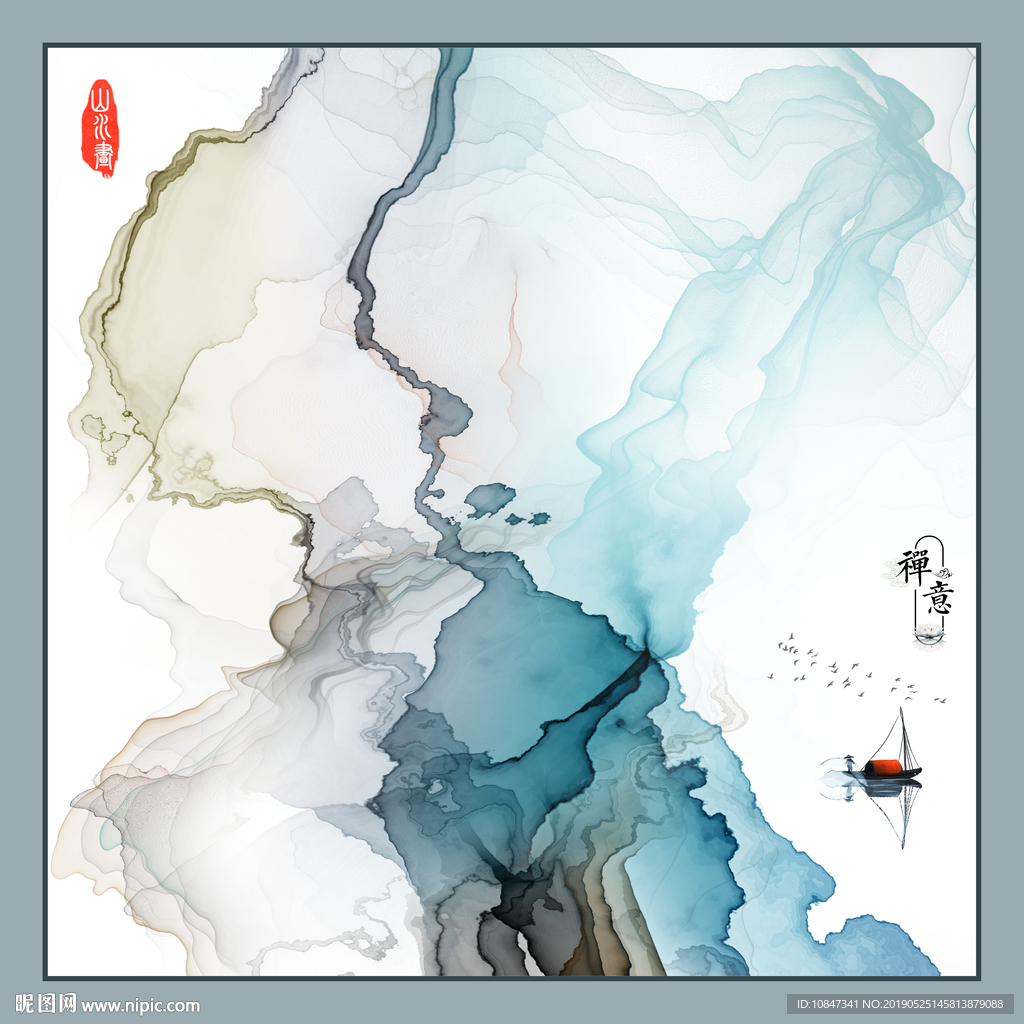 中国风   抽象山水画 大厅装