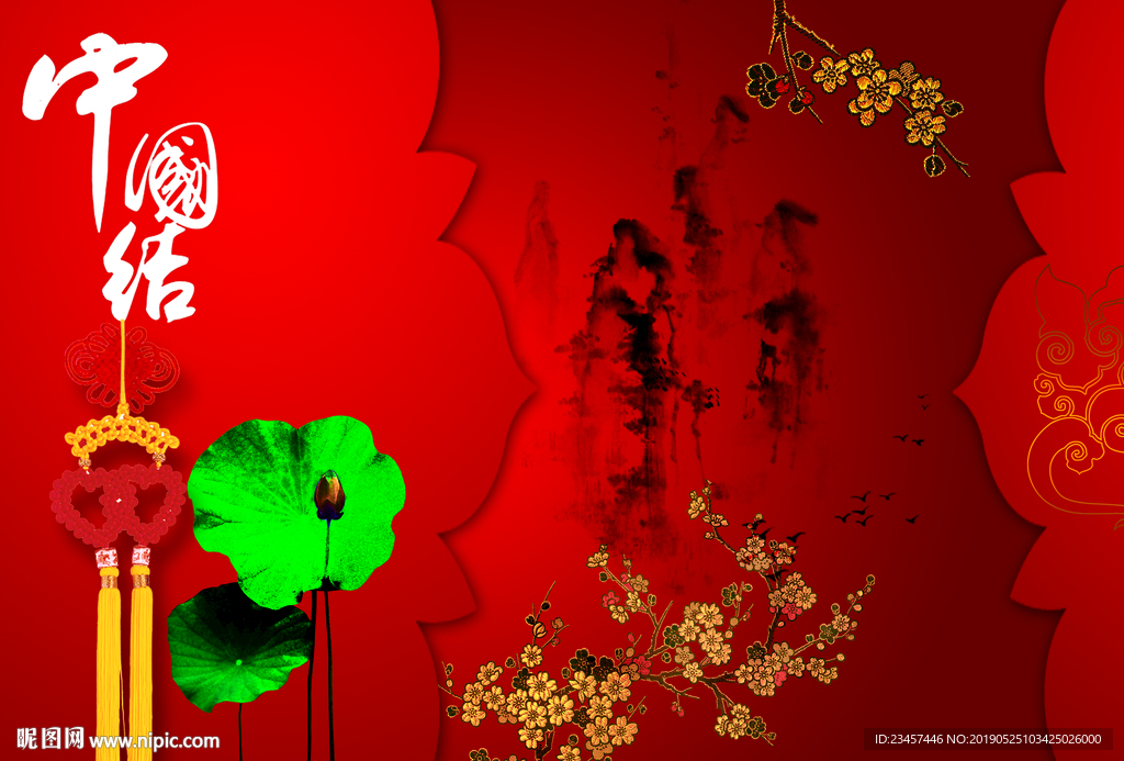 红色背景中国结