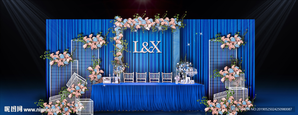 蓝色婚礼签到区