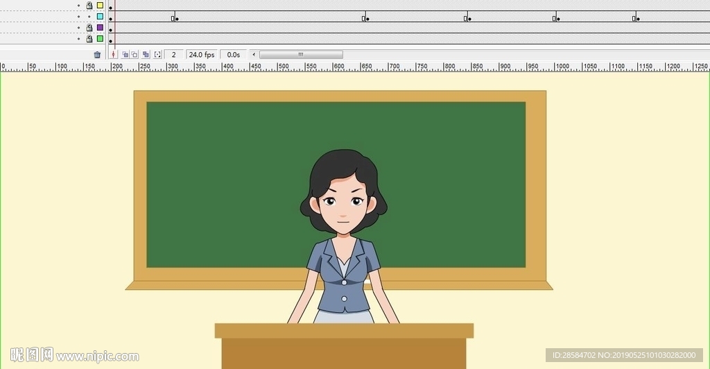 女老师黑板前讲课讲解动画源文件