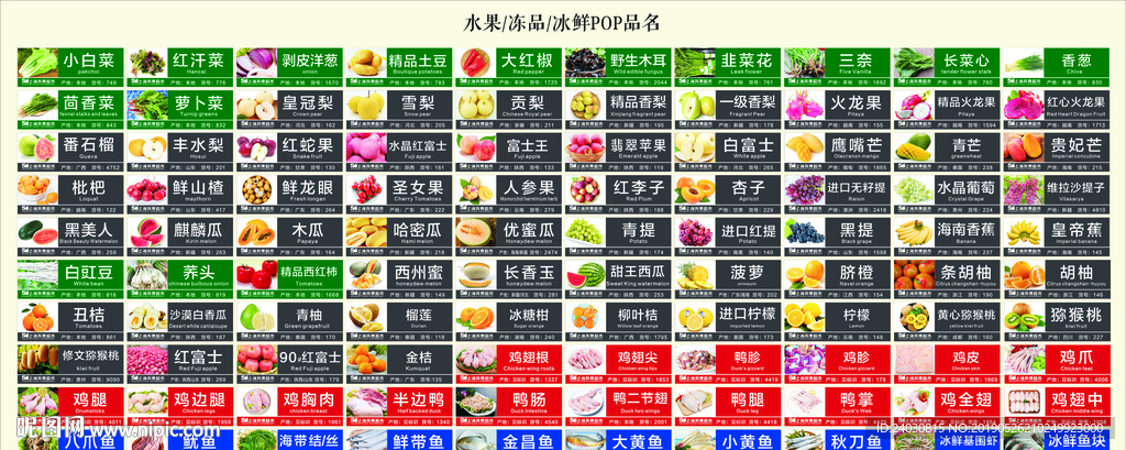 水果冻品冰鲜品名大全