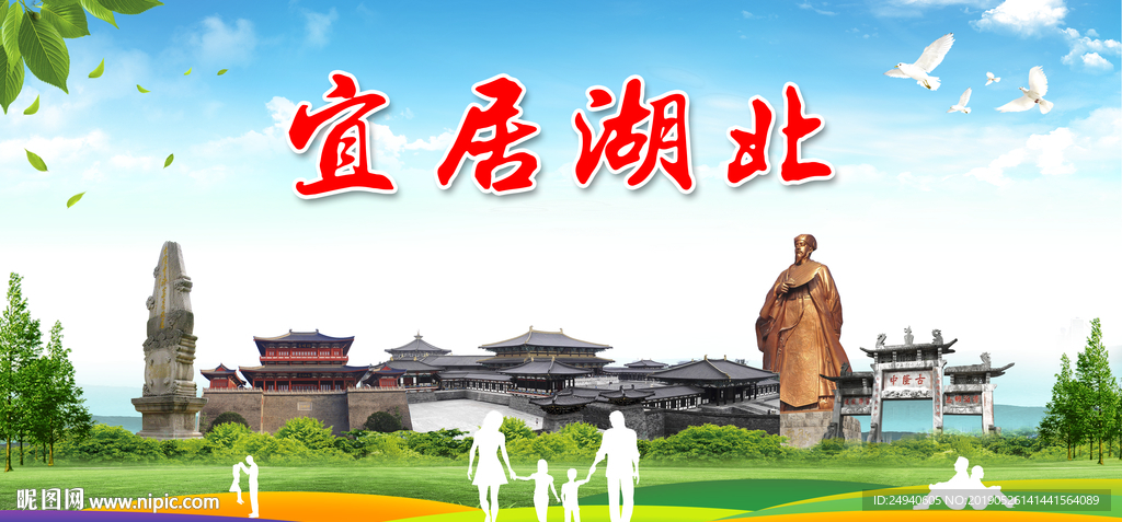 湖北宜居绿色城市形象广告海报