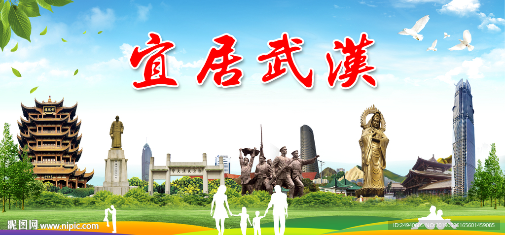 武汉宜居绿色城市形象广告海报