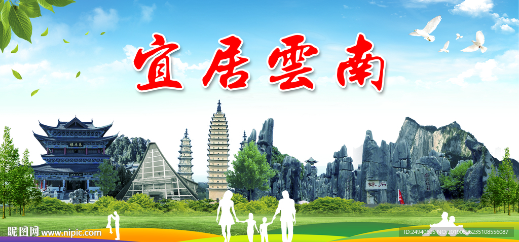 云南宜居城市形象广告海报PSD