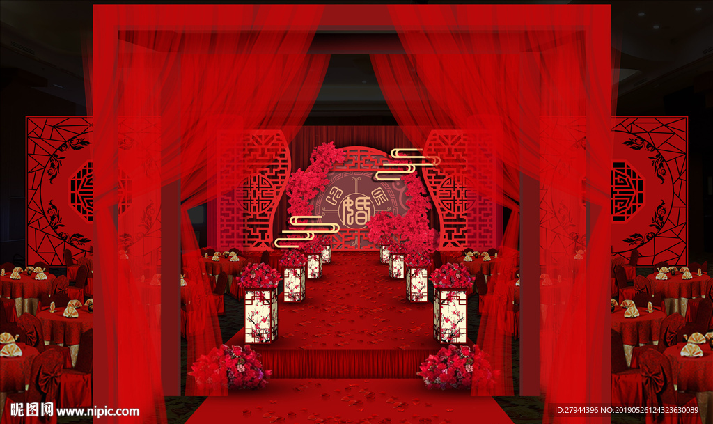 红色中式婚礼仪式区
