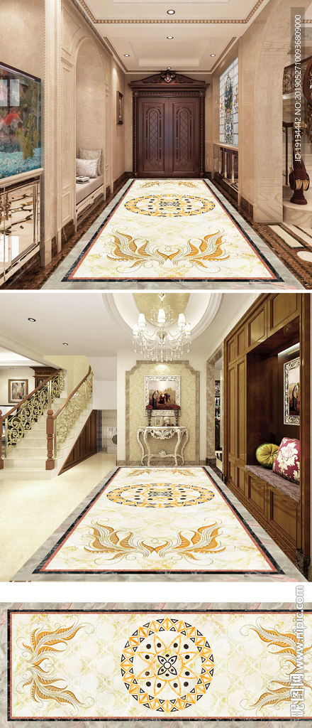 欧式花纹拼花玄关入户石纹地砖