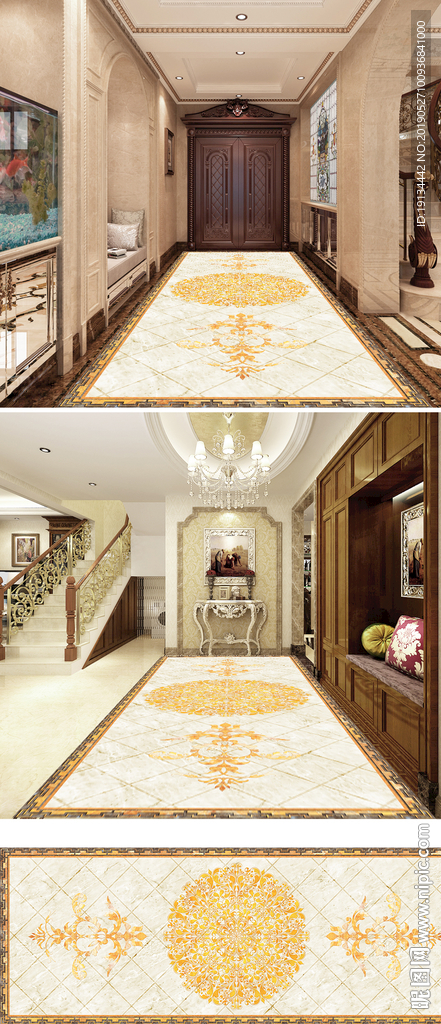 富贵花纹欧式大理石玄关地砖
