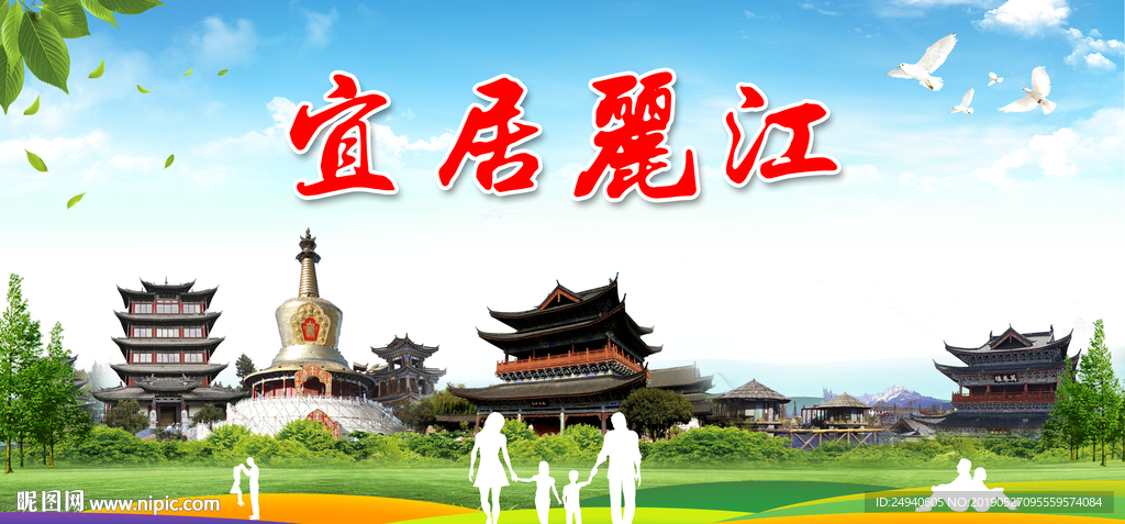 云南丽江宜居城市形象广告海报