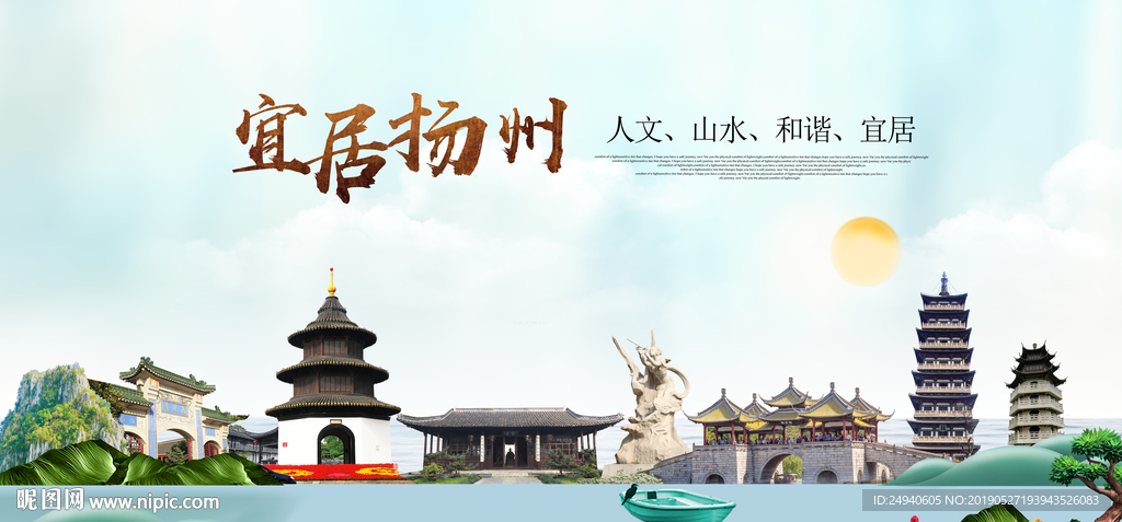 扬州宜居醉美城市印象海报PSD