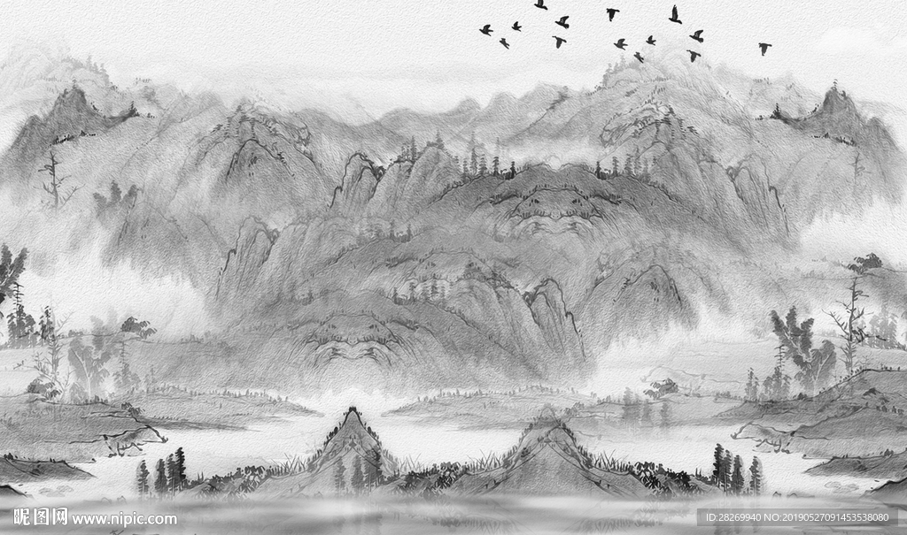 水墨山