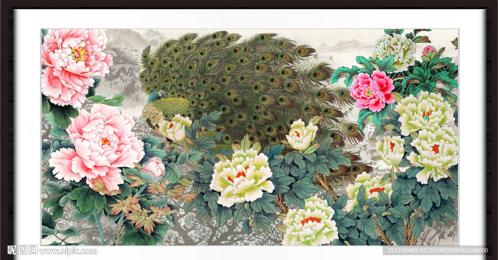 牡丹孔雀图