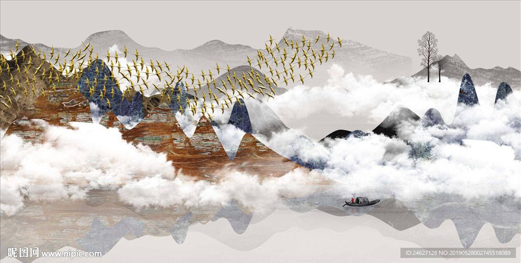 石纹山水画