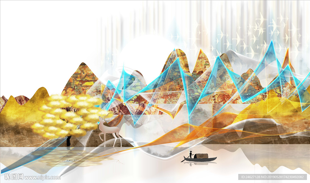 金色山水画