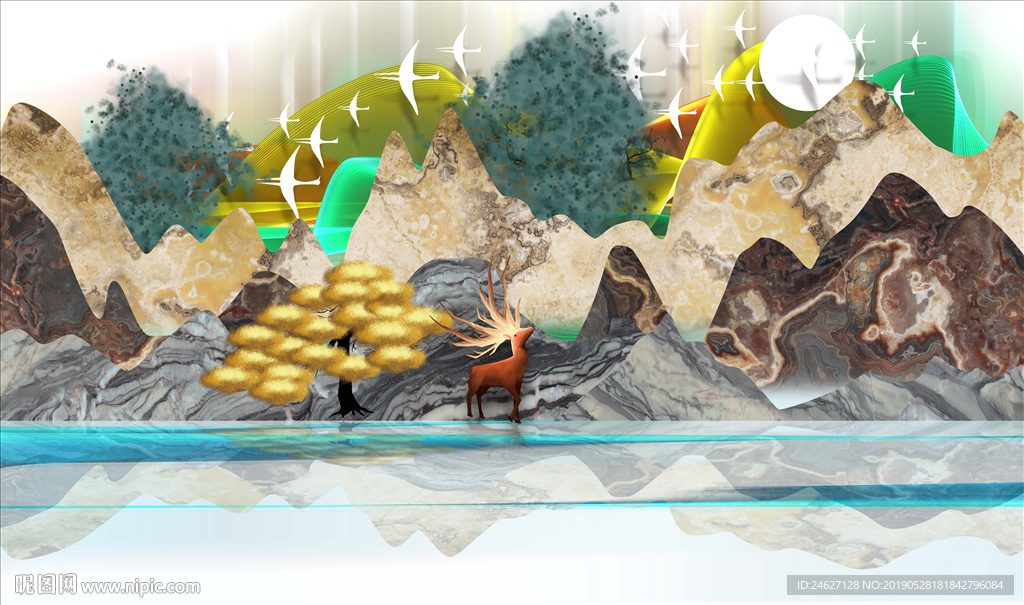 金色山水装饰画