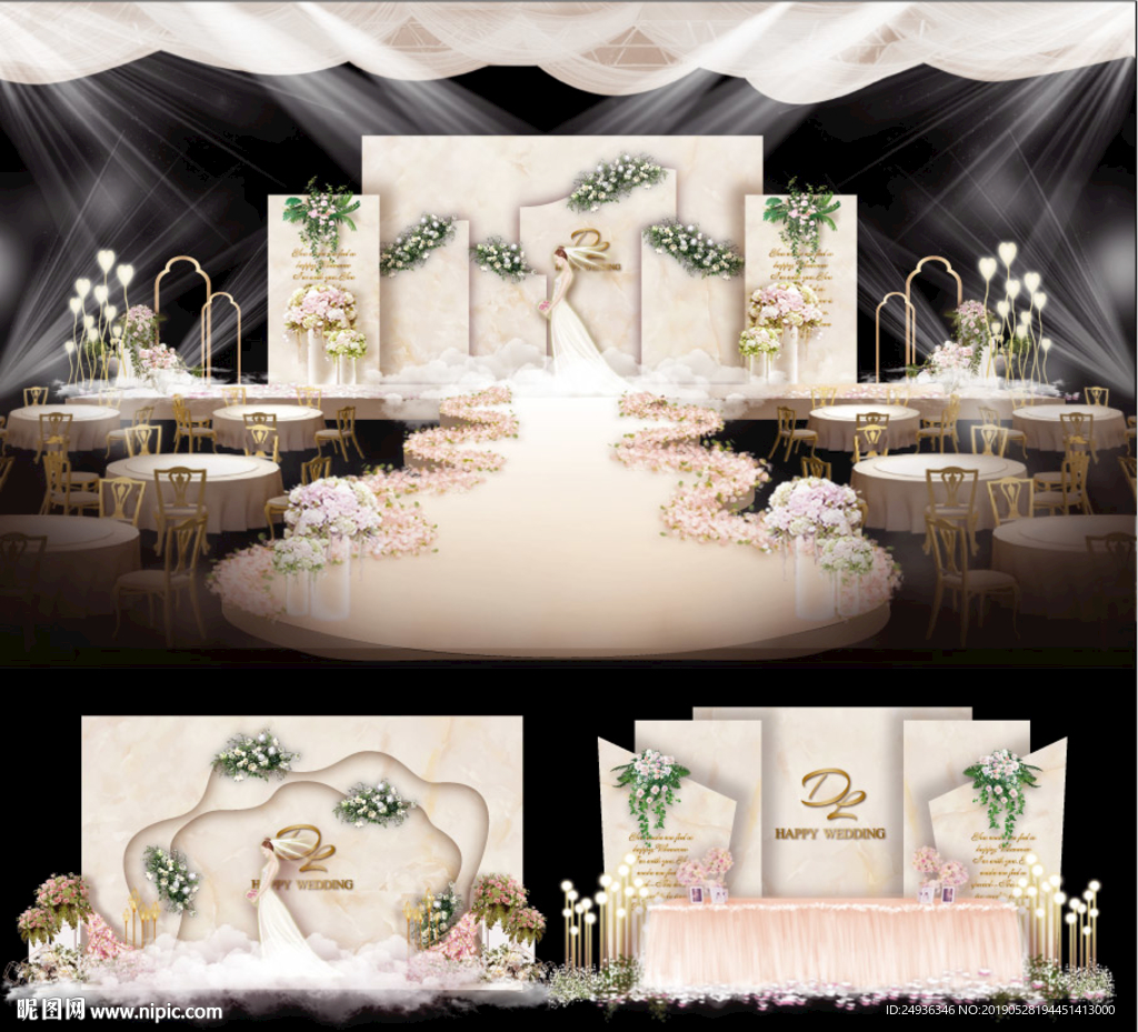 大理石婚礼香槟婚礼